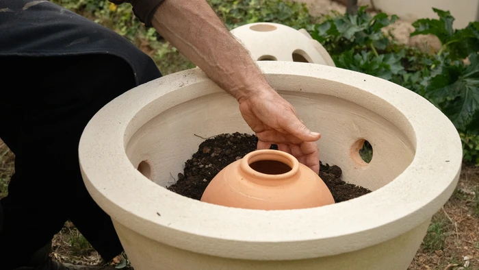 Set of terracotta jars for high-end landscape design projects